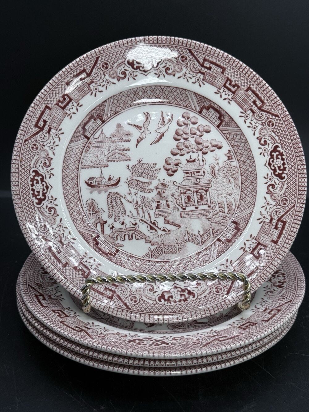 Four Churchill Red Willow China Salad Or Dessert Plates